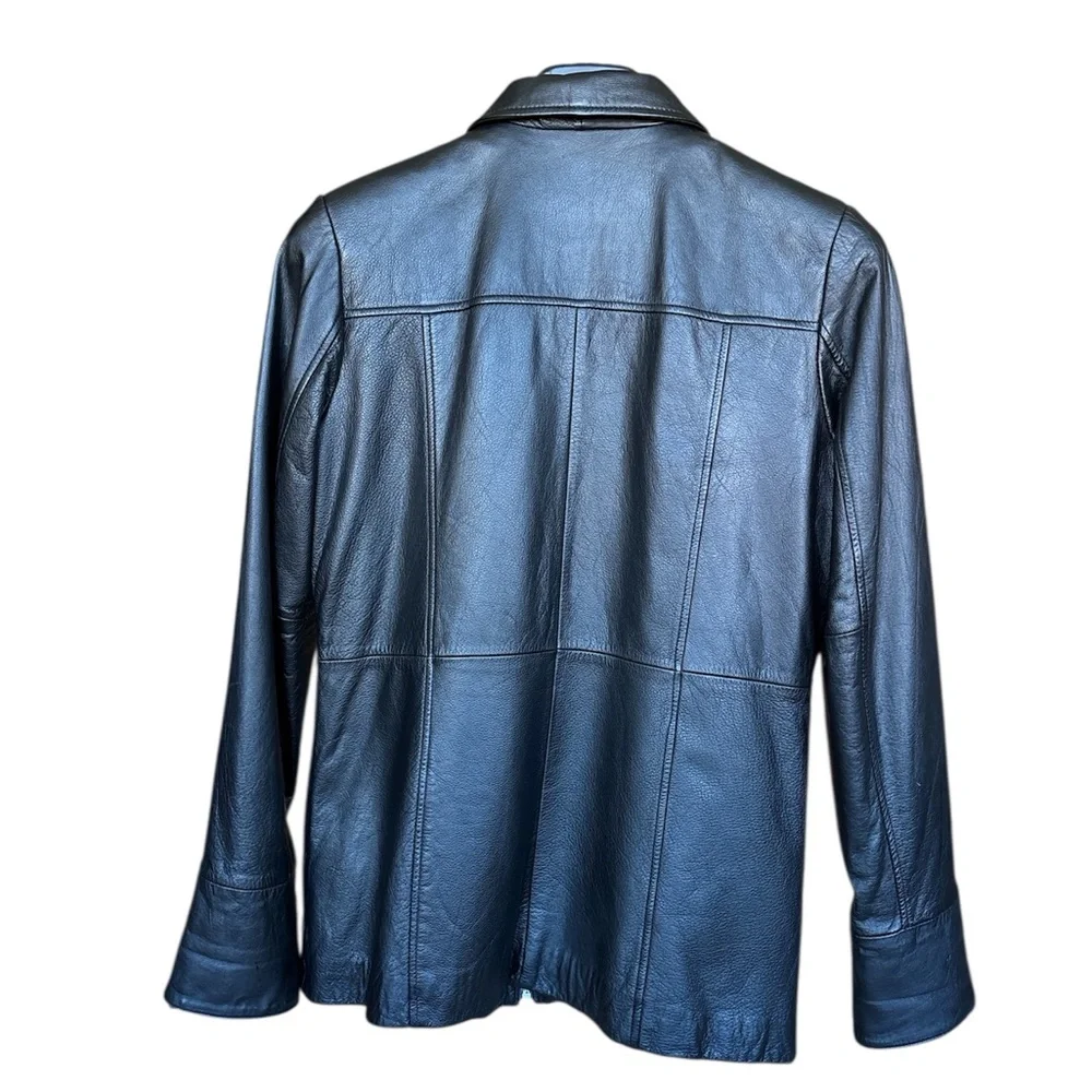 Wilsons Leather Black Zip Front Jacket Women’s Medium Genuine Leather Classic M - Picture 2 of 16